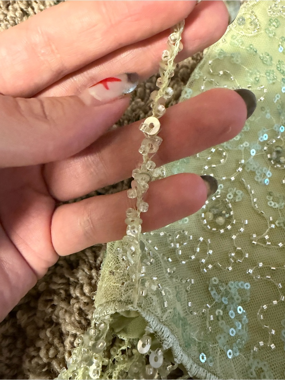 12th Tribe Mint Beaded Fringe Mini Skirt - Picture 4 of 4